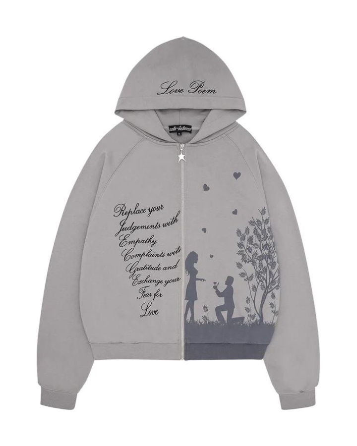 Love Poem Zip-up Pure Grey