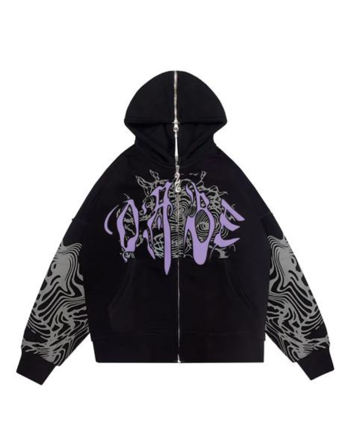 Zip Jacket Black/Lilac Split Feature