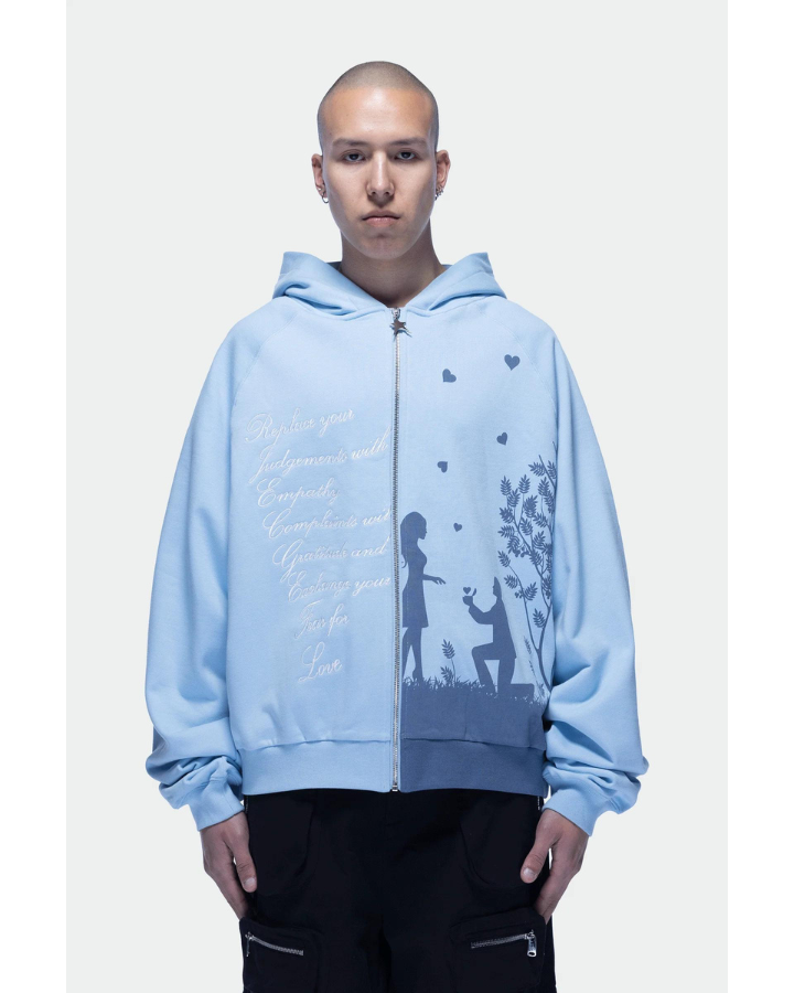 Love Poem Zip-up Iced Blue