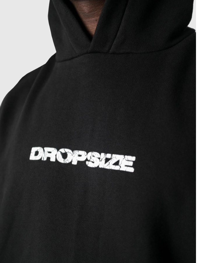 HEAVY OVERSIZE MOON DESIGN HOODIE WASHED BLACK