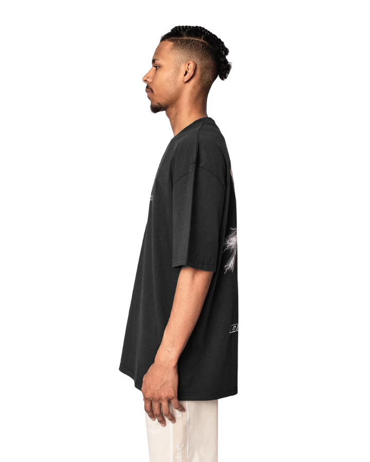 HEAVY OVERSIZE MOBILE PHONE T-SHIRT WASHED BLACK