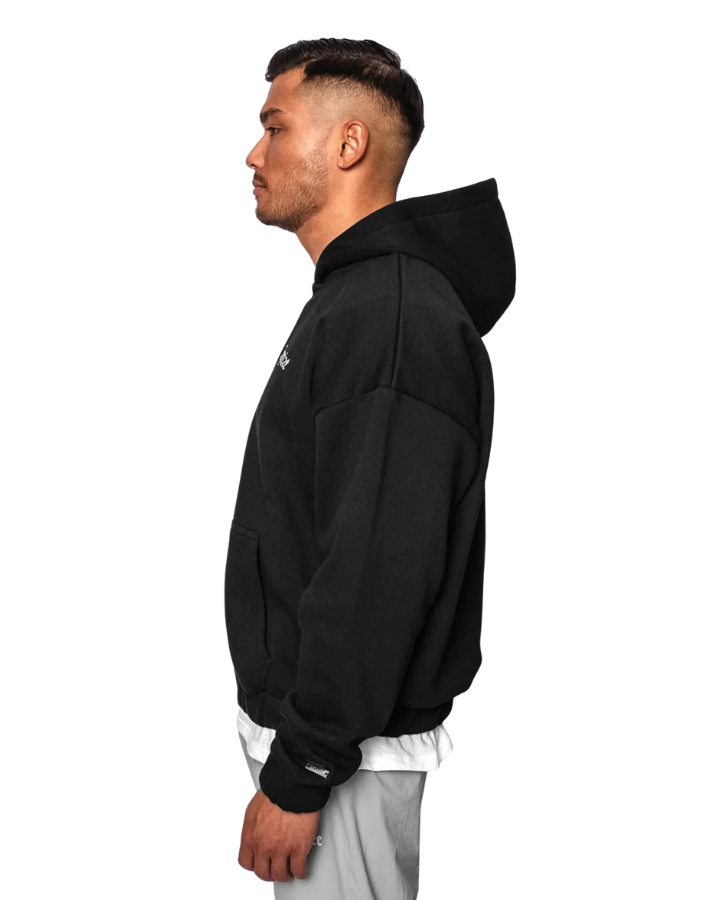 SUPER HEAVY OVERSIZE BLANK ZIP HOODIE BLACK