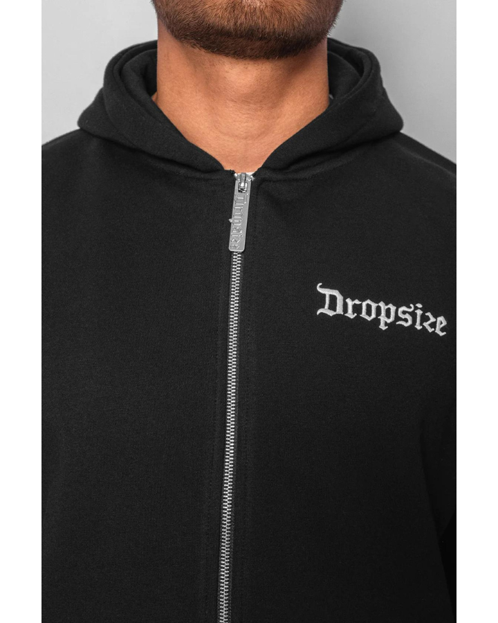 SUPER HEAVY OVERSIZE BLANK ZIP HOODIE BLACK