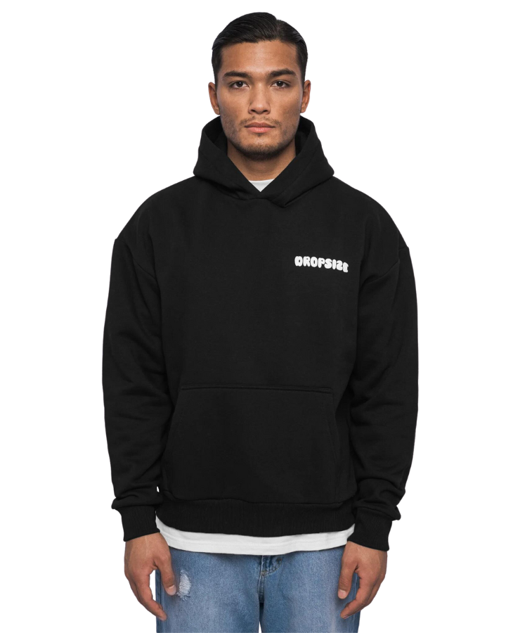 HEAVY OVERSIZE CREW HOODIE BLACK