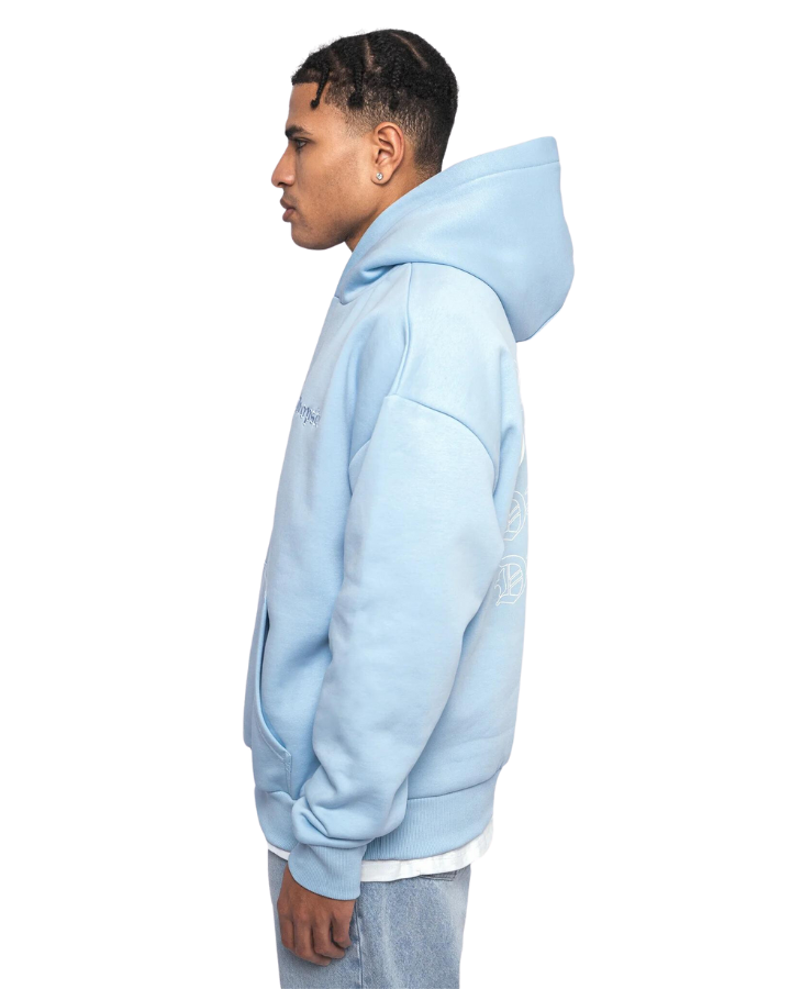 HEAVY OVERSIZE QUATRO HOODIE BABY BLUE