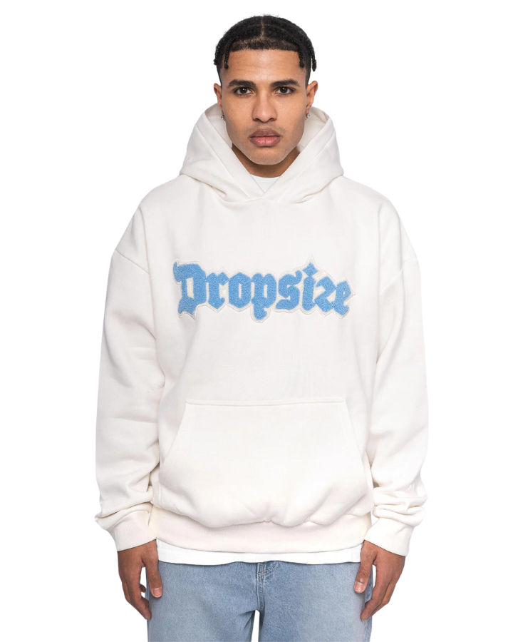 HEAVY OVERSIZE FROTTEE EMBO HOODIE CREAM WHITE