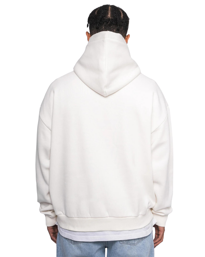 HEAVY OVERSIZE FROTTEE EMBO HOODIE CREAM WHITE