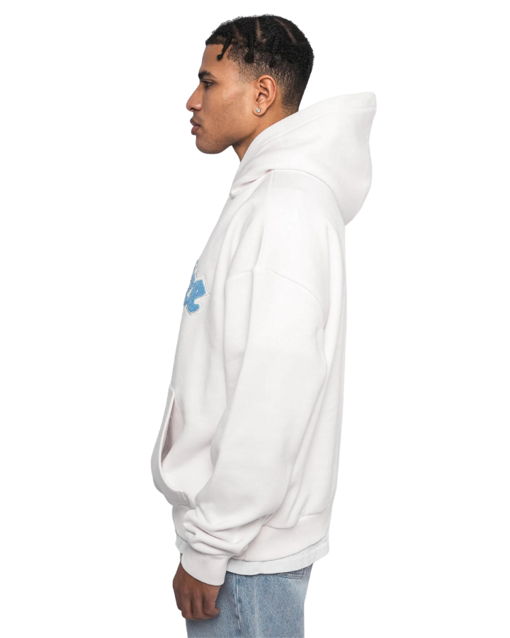 HEAVY OVERSIZE FROTTEE EMBO HOODIE CREAM WHITE