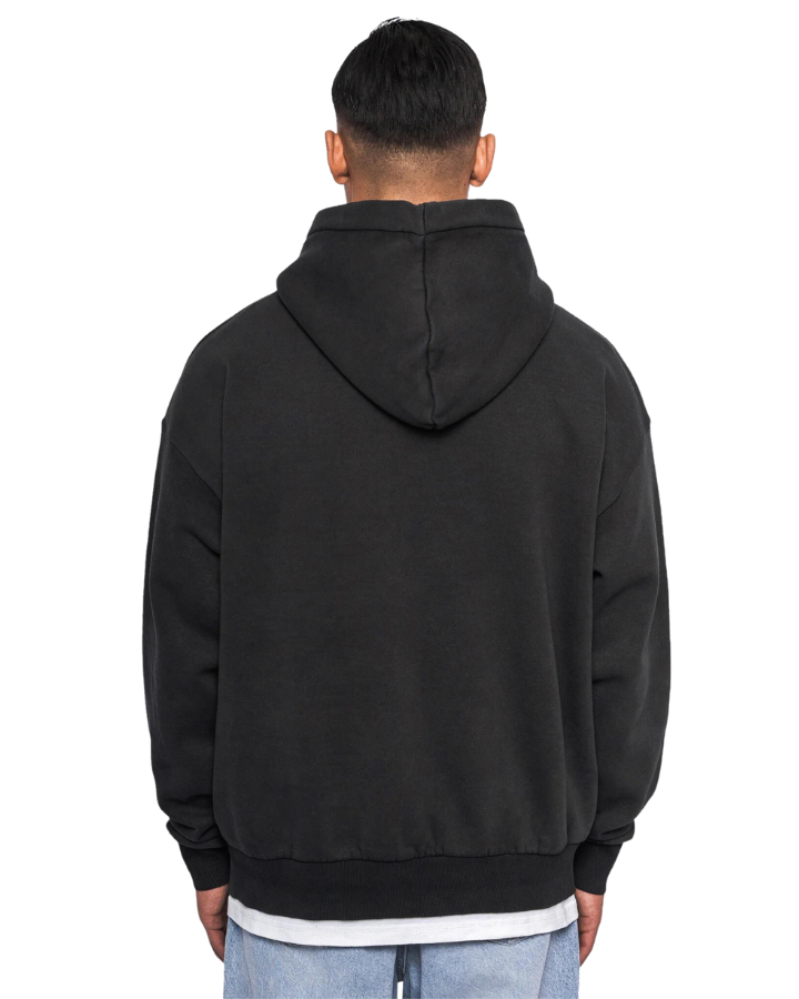 HEAVY OVERSIZE EMBO HOODIE ACID WASHED BLACK