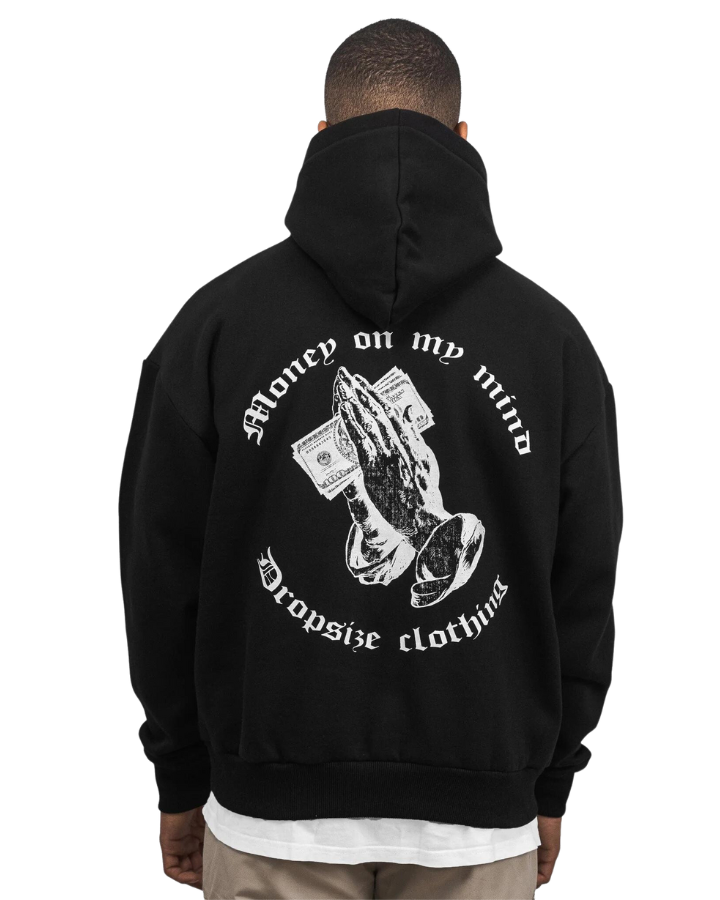 HEAVY OVERSIZE MONEY ON MY MIND HOODIE BLACK