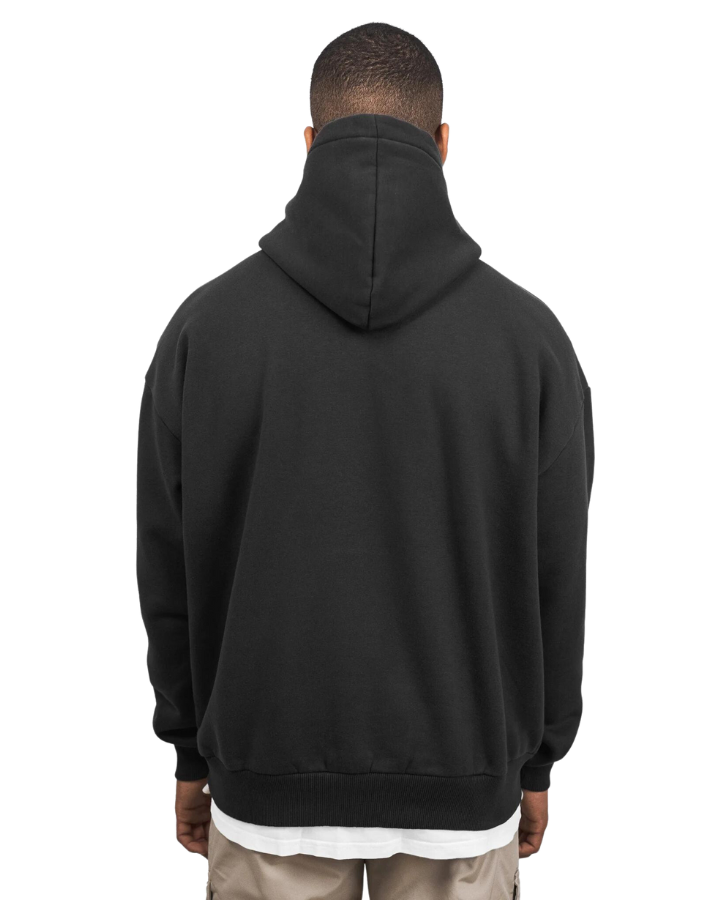 HEAVY OVERSIZE FROTTEE EMBO HOODIE WASHED BLACK