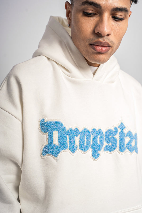 HEAVY OVERSIZE FROTTEE EMBO HOODIE CREAM WHITE