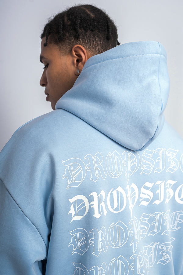 HEAVY OVERSIZE QUATRO HOODIE BABY BLUE