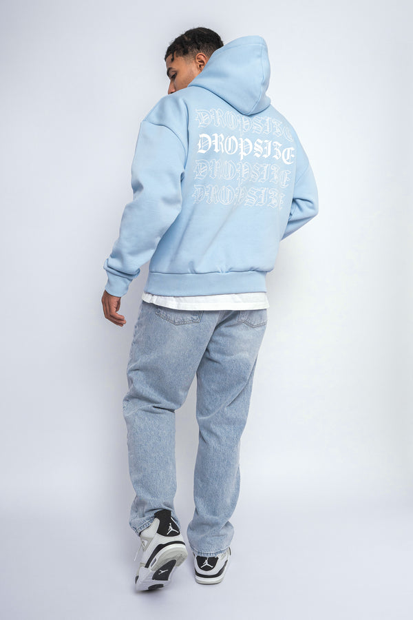 HEAVY OVERSIZE QUATRO HOODIE BABY BLUE